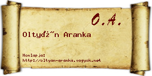 Oltyán Aranka névjegykártya