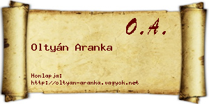 Oltyán Aranka névjegykártya